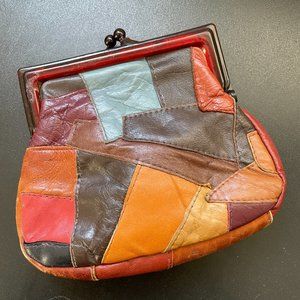 Vintage Leather Patchwork Leather Clutch Purse